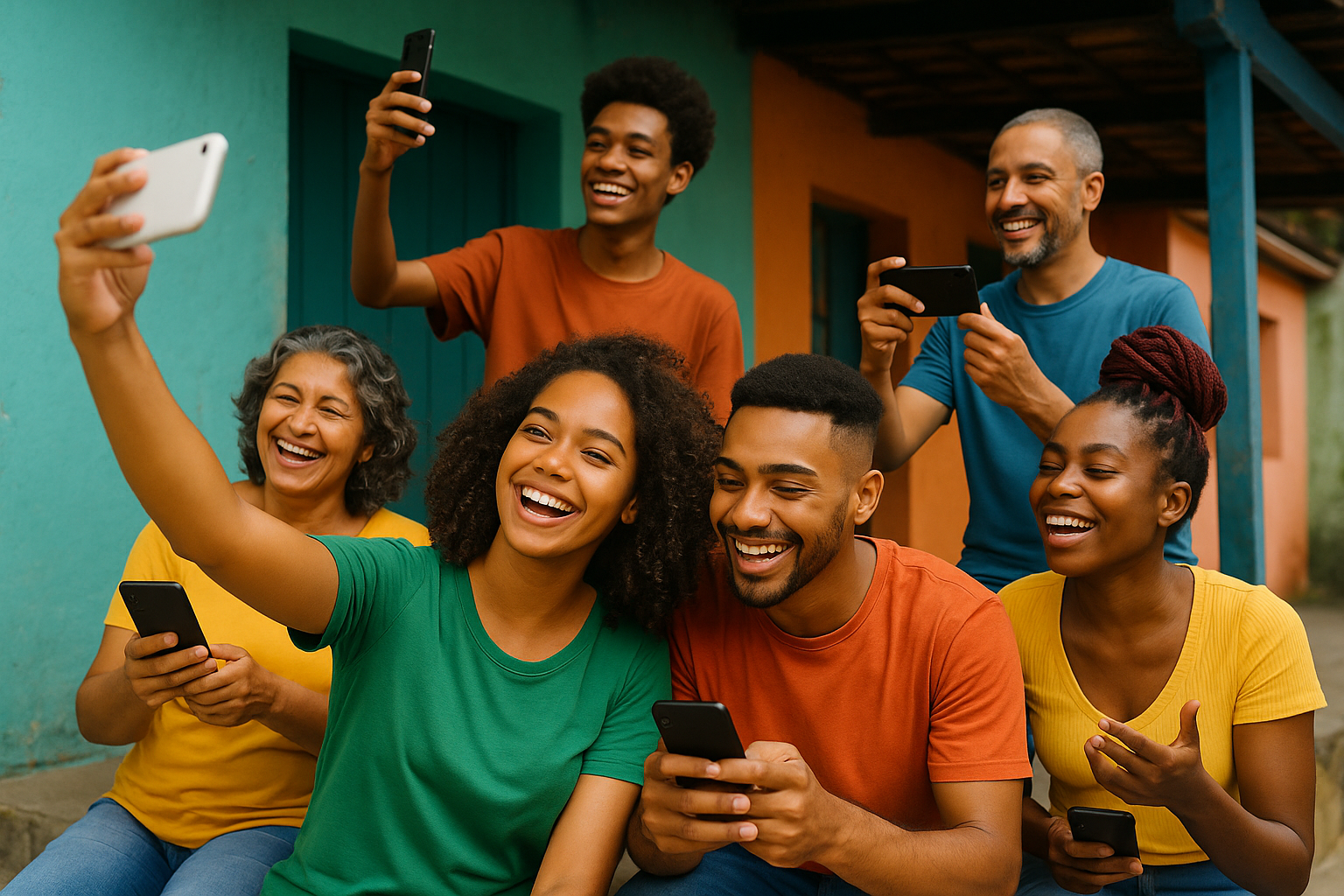 Comunidade brasileira criando conteúdo para redes sociais
