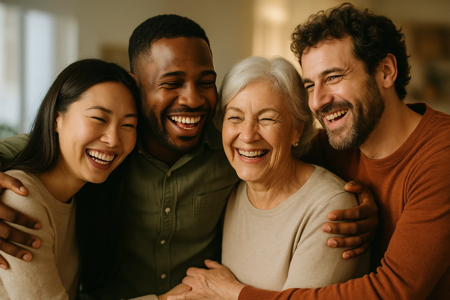 Amigos felizes se apoiando