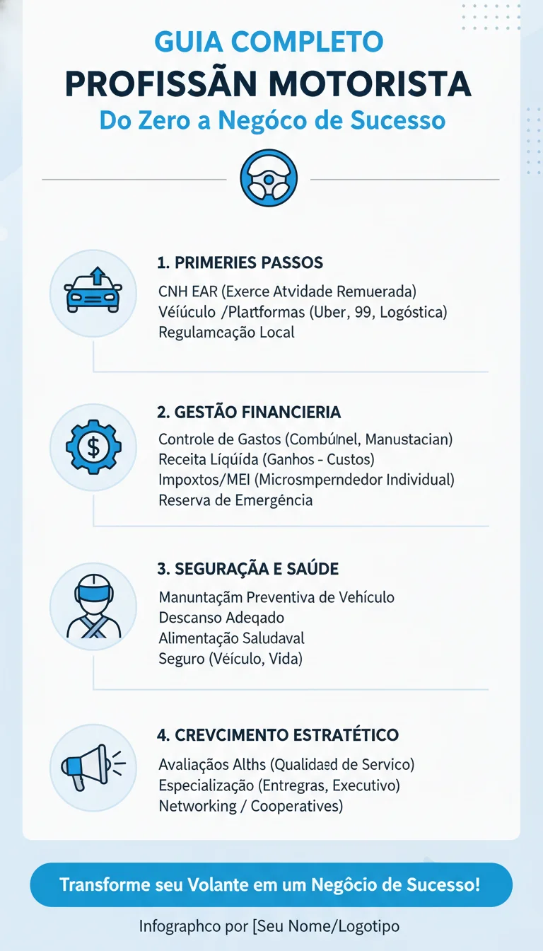 Guia Completo da Profissão de Motorista: Do Zero ao Negócio de Sucesso - Infográfico