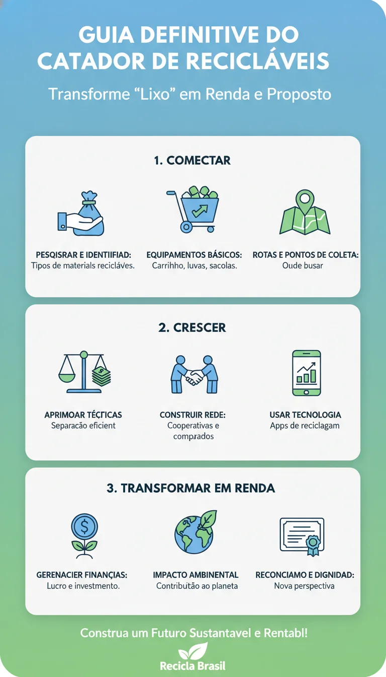 Guia Definitivo do Catador de Recicláveis: Como Começar, Crescer e Transformar a Reciclagem em Renda - Infográfico