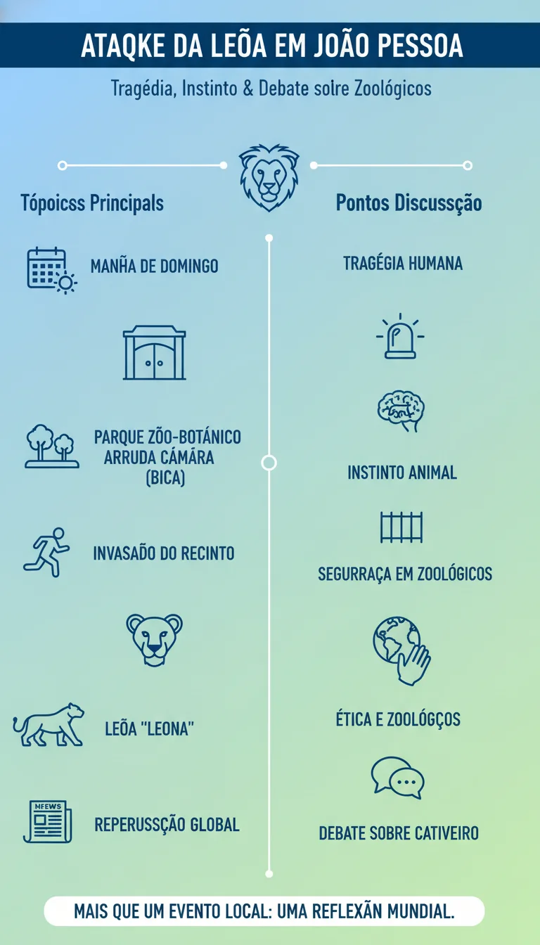 O Ataque da Leoa em João Pessoa: Tragédia, Instinto e o Debate Global sobre Zoológicos - Infográfico