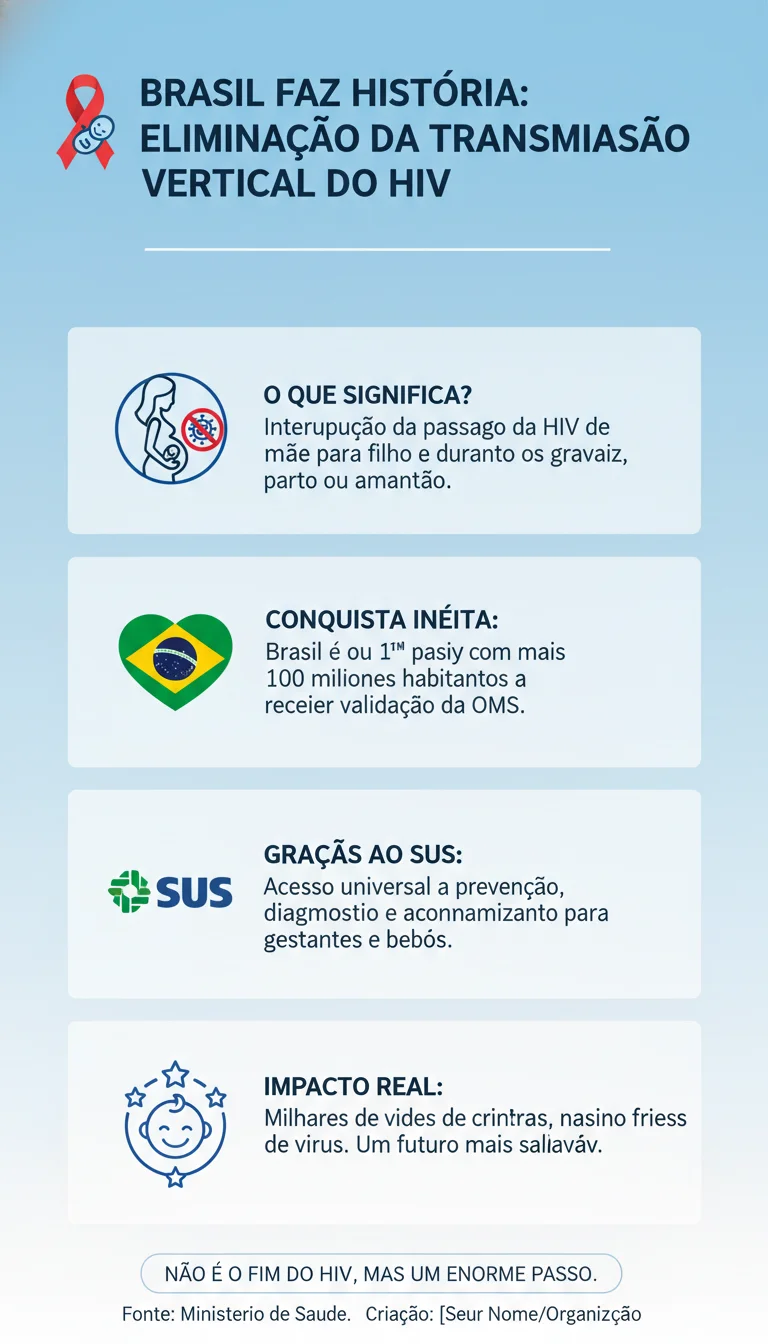 Brasil Faz História: A Conquista da Eliminação da Transmissão Vertical do HIV - Infográfico