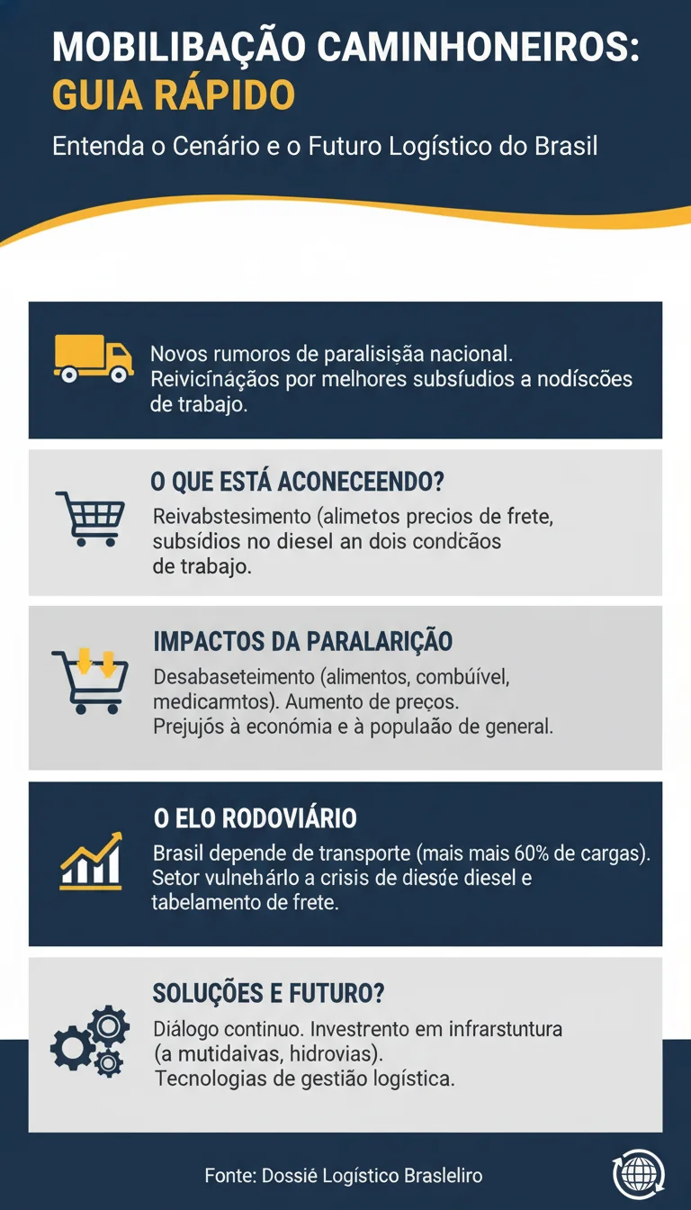 Mobilização e Ameaça de Greve dos Caminhoneiros: O Guia Definitivo para Entender o Caos e o Futuro Logístico - Infográfico