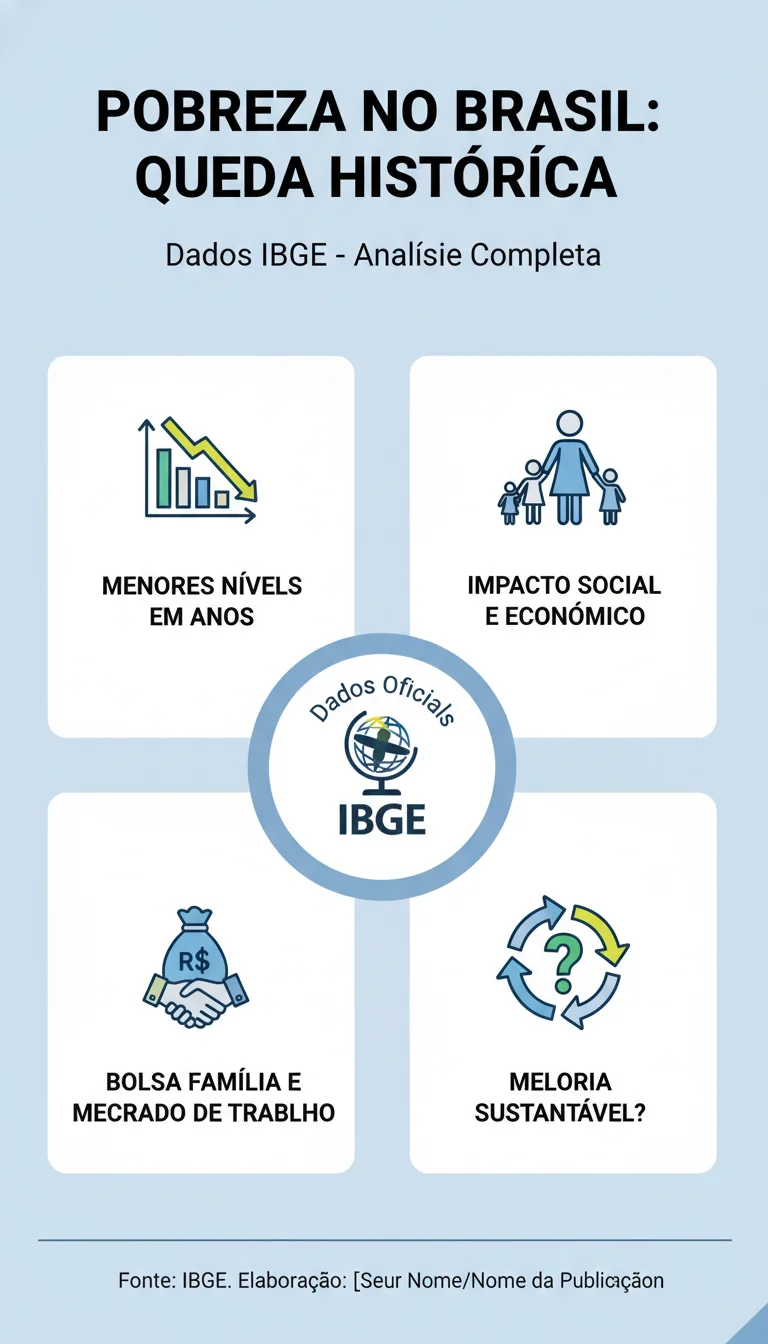 Dados do IBGE Apontam Queda Histórica da Pobreza no Brasil: Uma Análise Completa - Infográfico