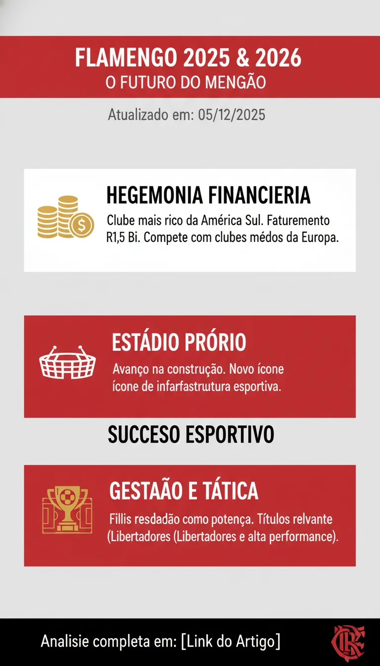 Flamengo 2025 e 2026: Conquistas, Elenco, Gestão e o Futuro do Mengão - Infográfico