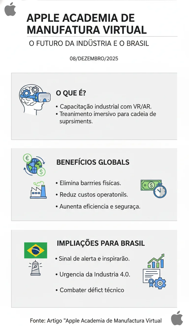 Apple Academia de Manufatura Virtual: Desvendando o Futuro da Indústria e Suas Implicações para o Brasil - Infográfico