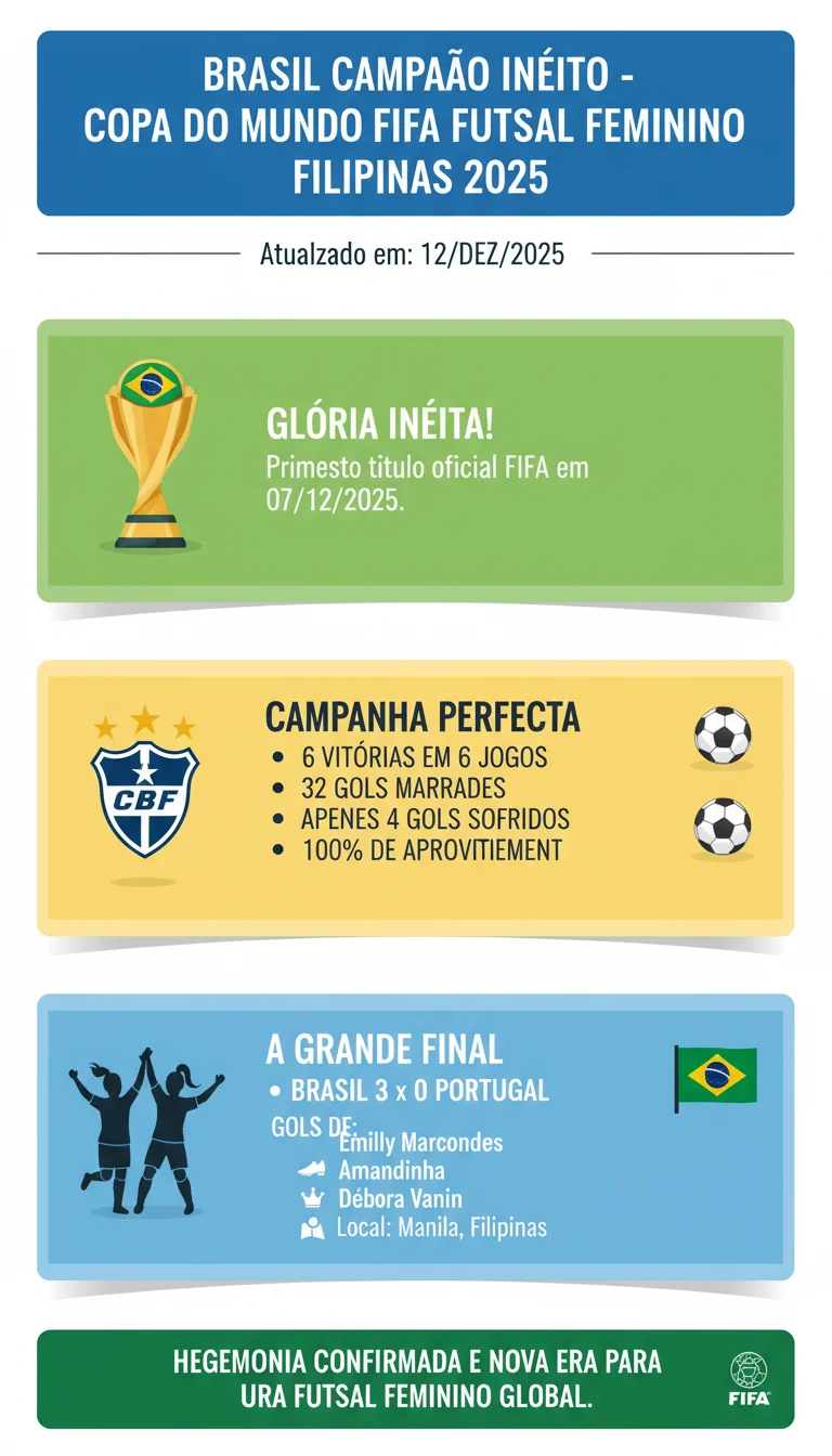 Brasil Campeão da Copa do Mundo de Futsal Feminino (Filipinas): A Glória Inédita! - Infográfico