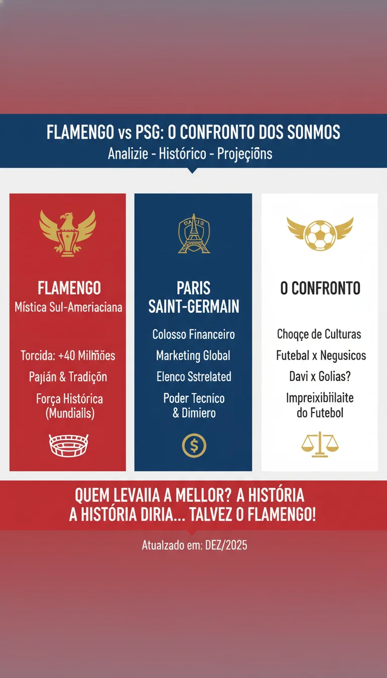 Flamengo vs PSG: O Confronto dos Sonhos que Pararia o Mundo do Futebol – Análise Completa, Histórico e Projeções - Infográfico