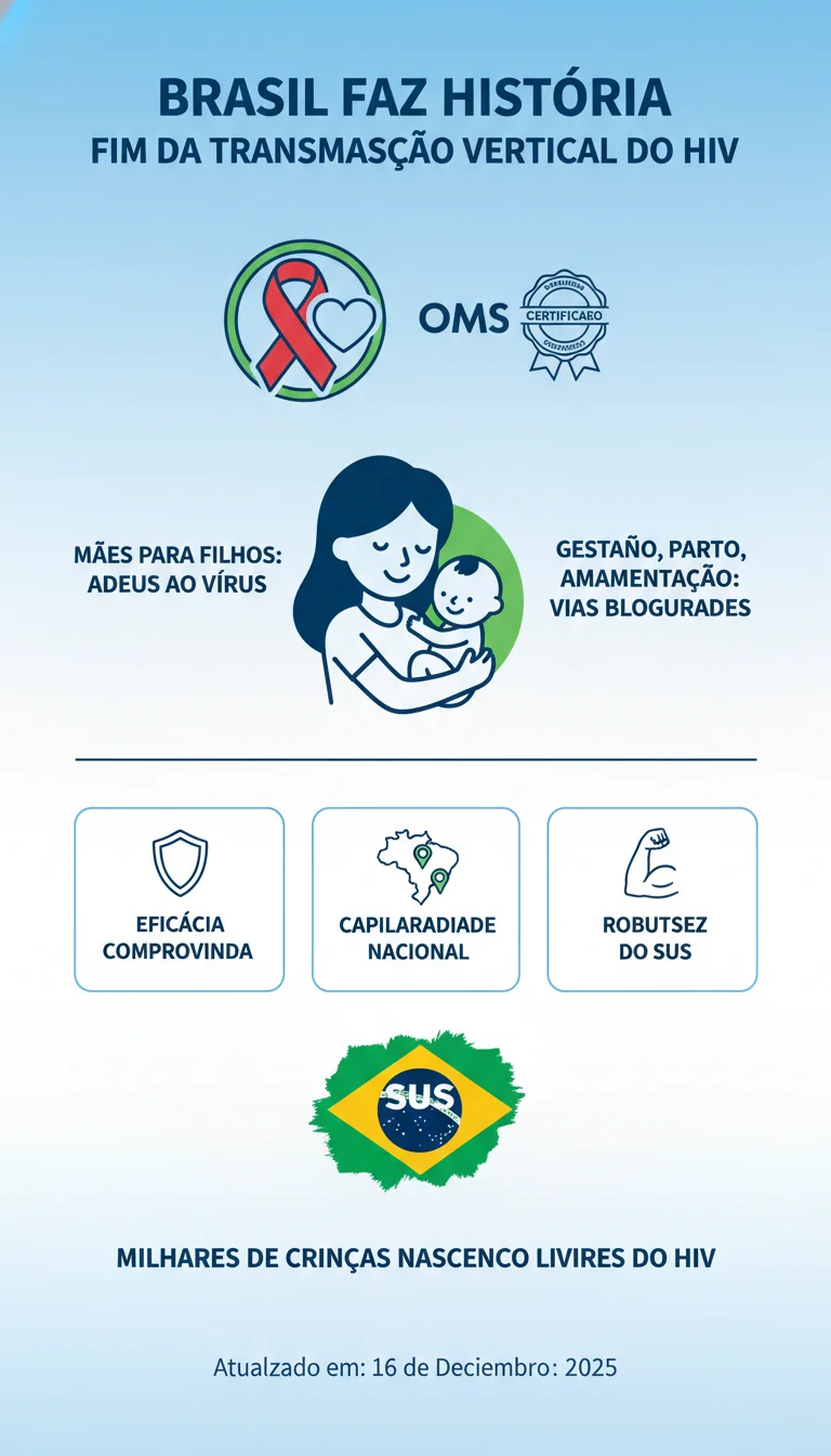 Brasil Faz História: OMS Certifica Fim da Transmissão Vertical do HIV – O Guia Definitivo da Vitória do SUS - Infográfico