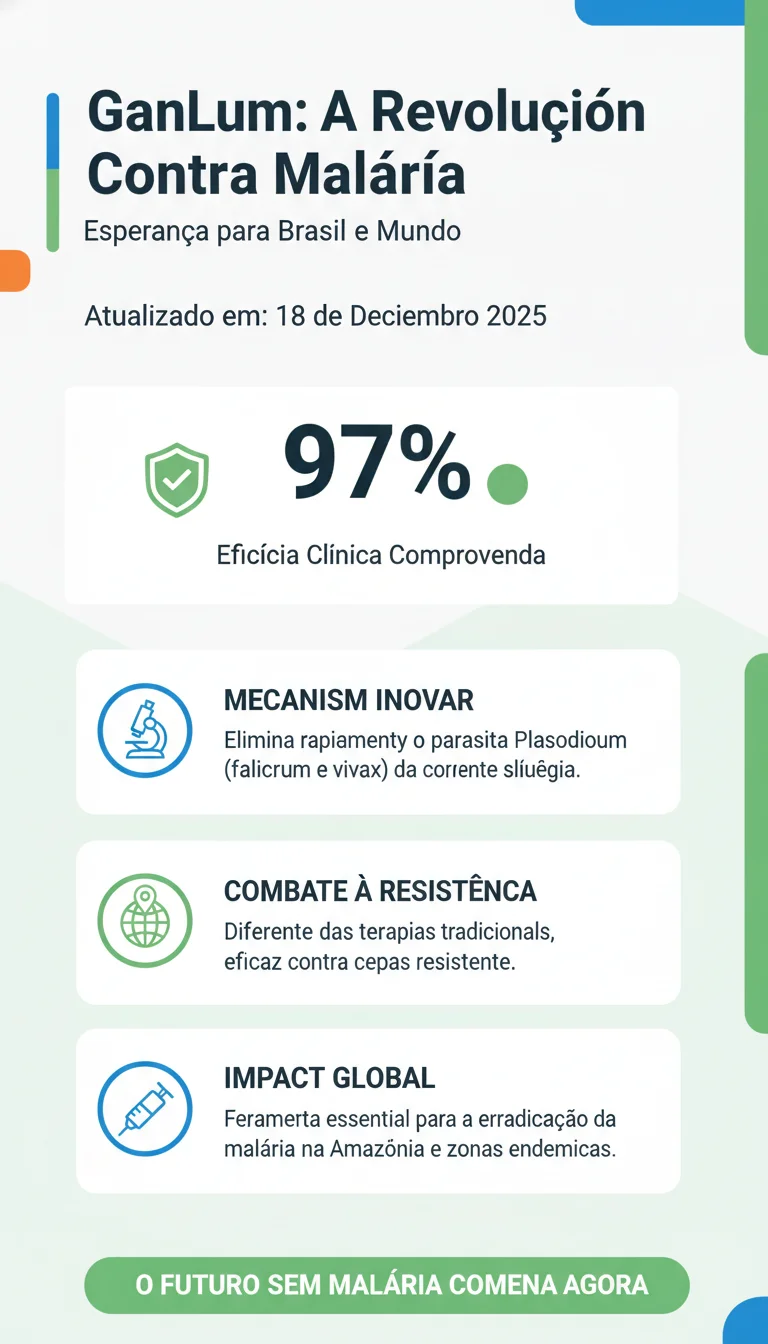 GanLum: O Novo Medicamento que Cura 97% da Malária – Esperança para o Brasil e o Mundo - Infográfico
