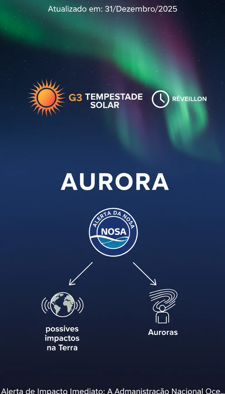 Tempestade Solar G3 no Réveillon: Alerta da NOAA prevê Auroras e possíveis impactos na Terra - Infográfico