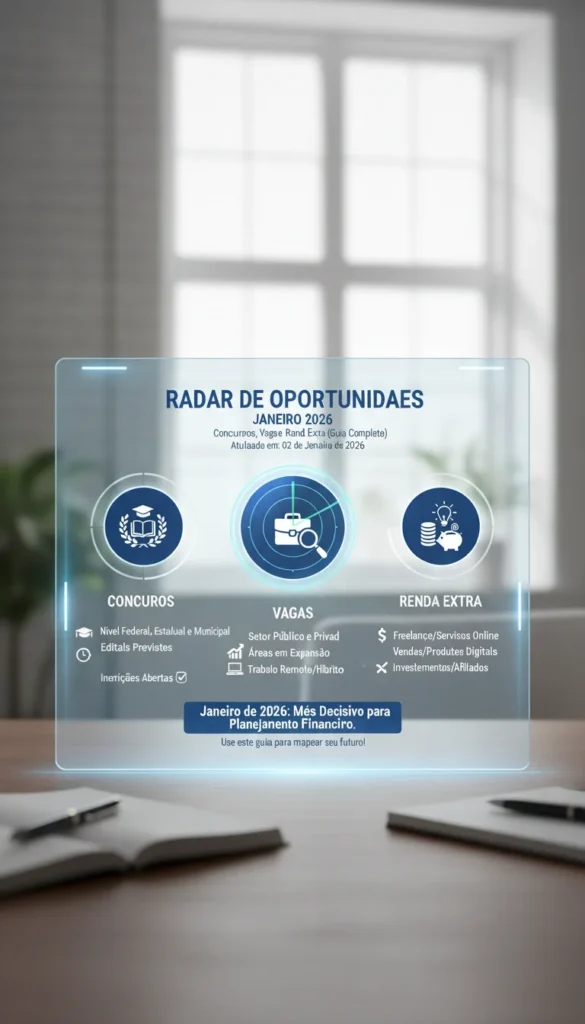Radar de Oportunidades Janeiro 2026: Concursos, Vagas e Renda Extra